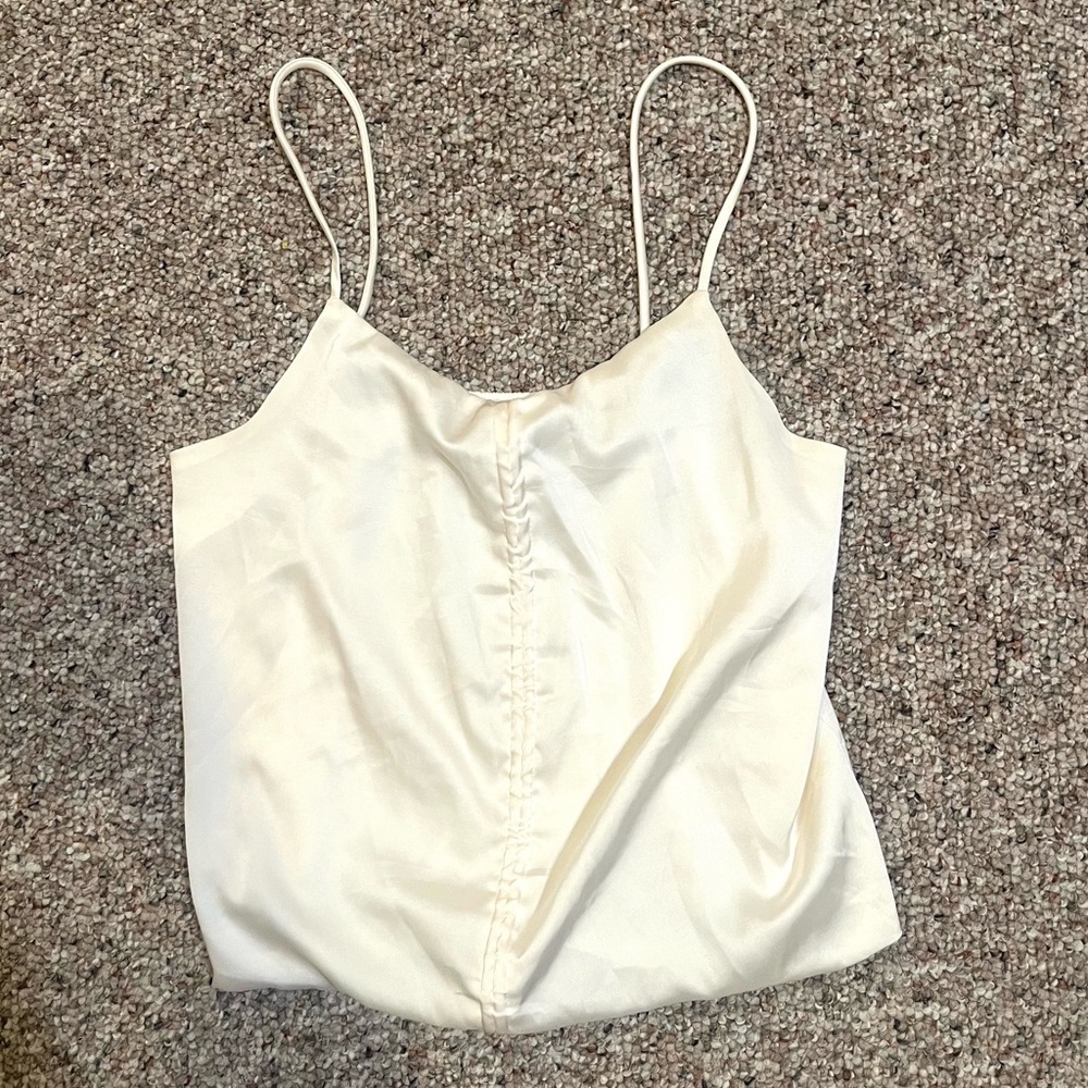 Monteau white silk tank top